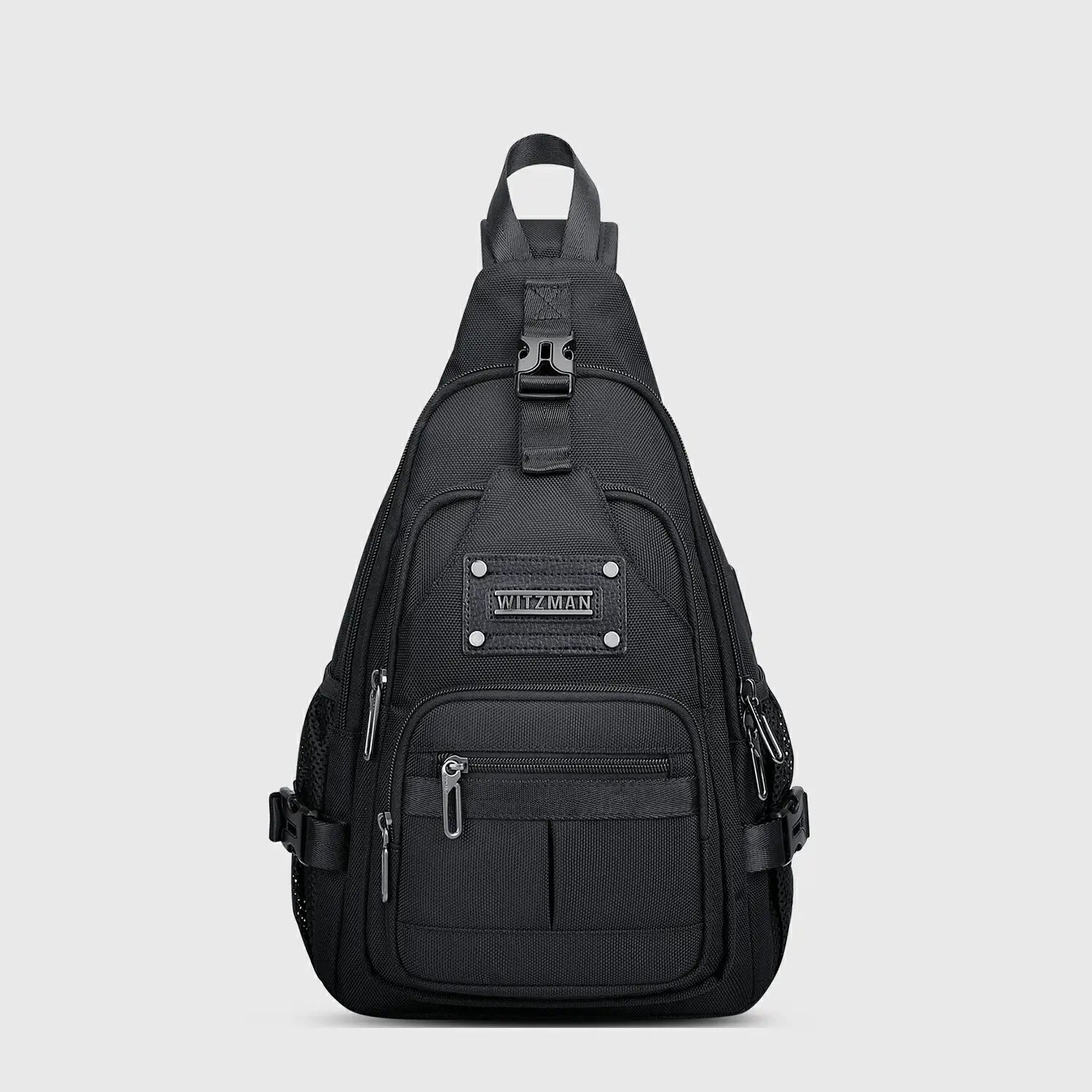Casual Nylon Chest Bag Triangular Crossbody Sling Bags for Men, three-quarter exterior angle