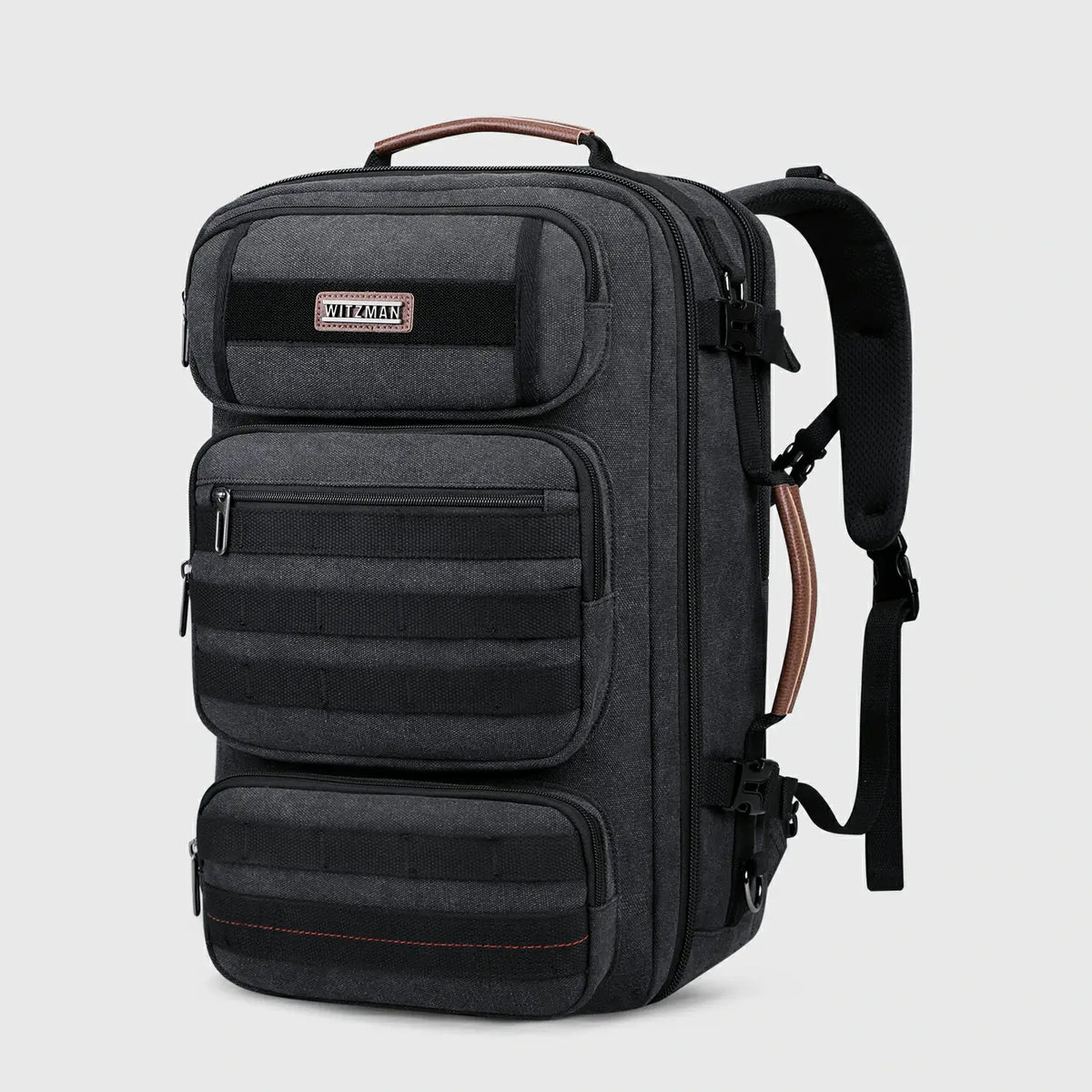 WITZMAN A8023 brown 40L convertible carry-on travel backpack front view