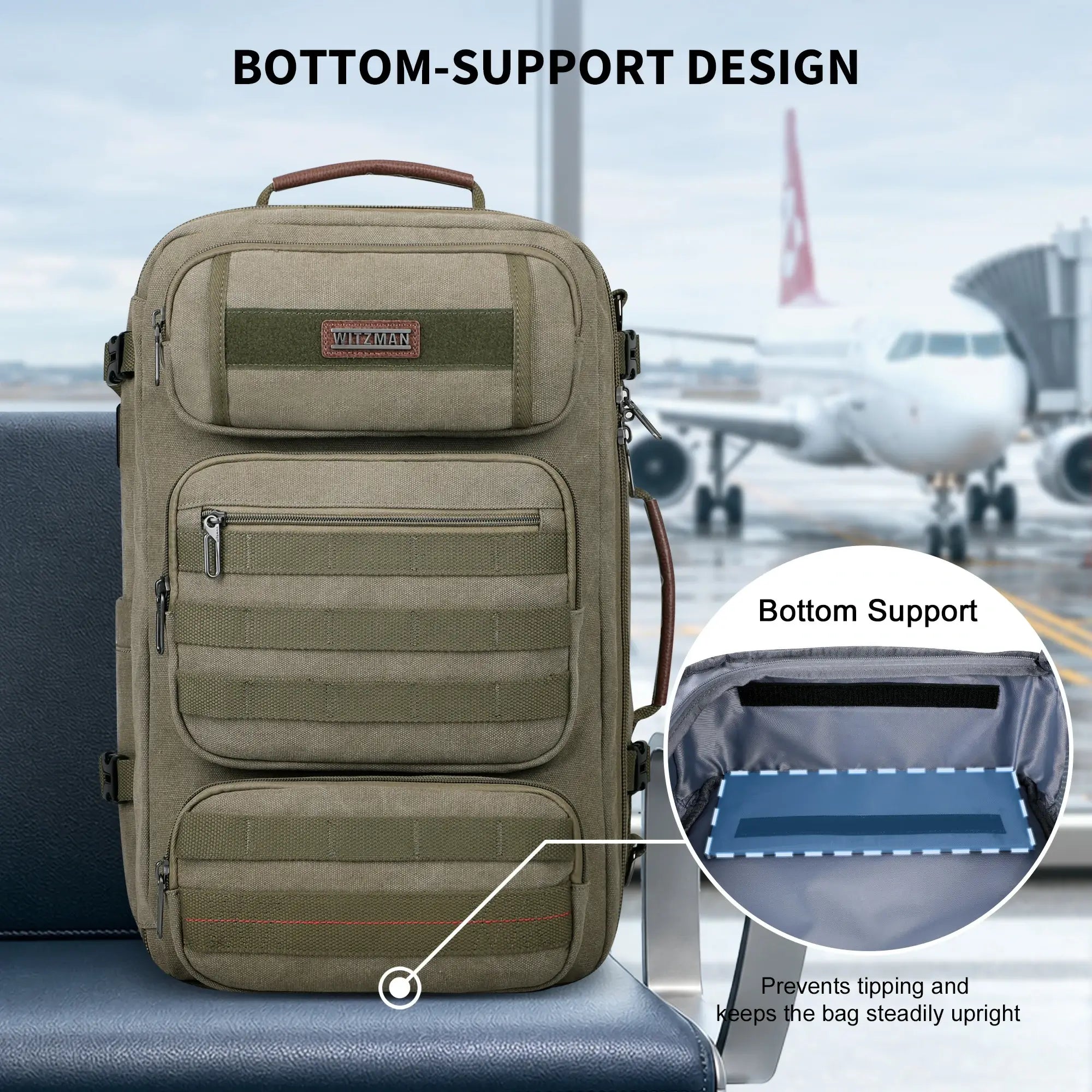40L Convertible Carry-On Travel Backpack – Recycled Canvas A8023
