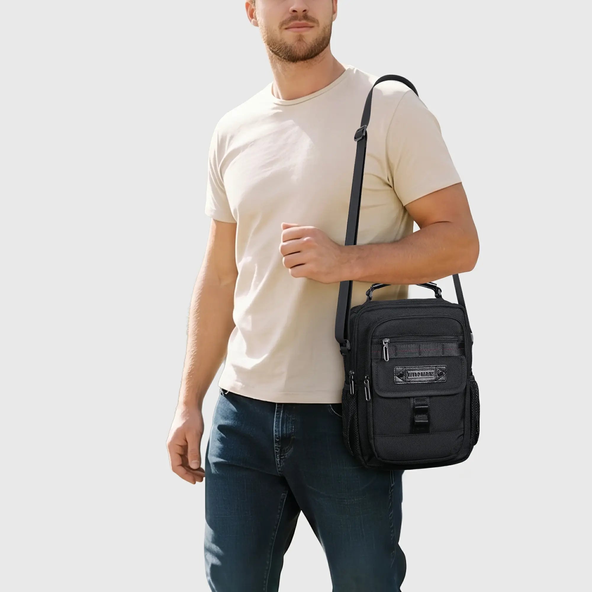 Crossbody Bag for Men – 11L Nylon Multi-Pocket Messenger B781