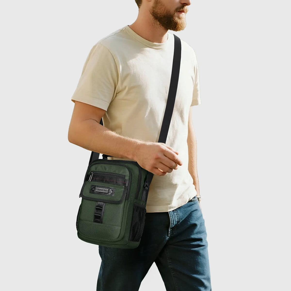 Crossbody Bag for Men – 11L Nylon Multi-Pocket Messenger B781