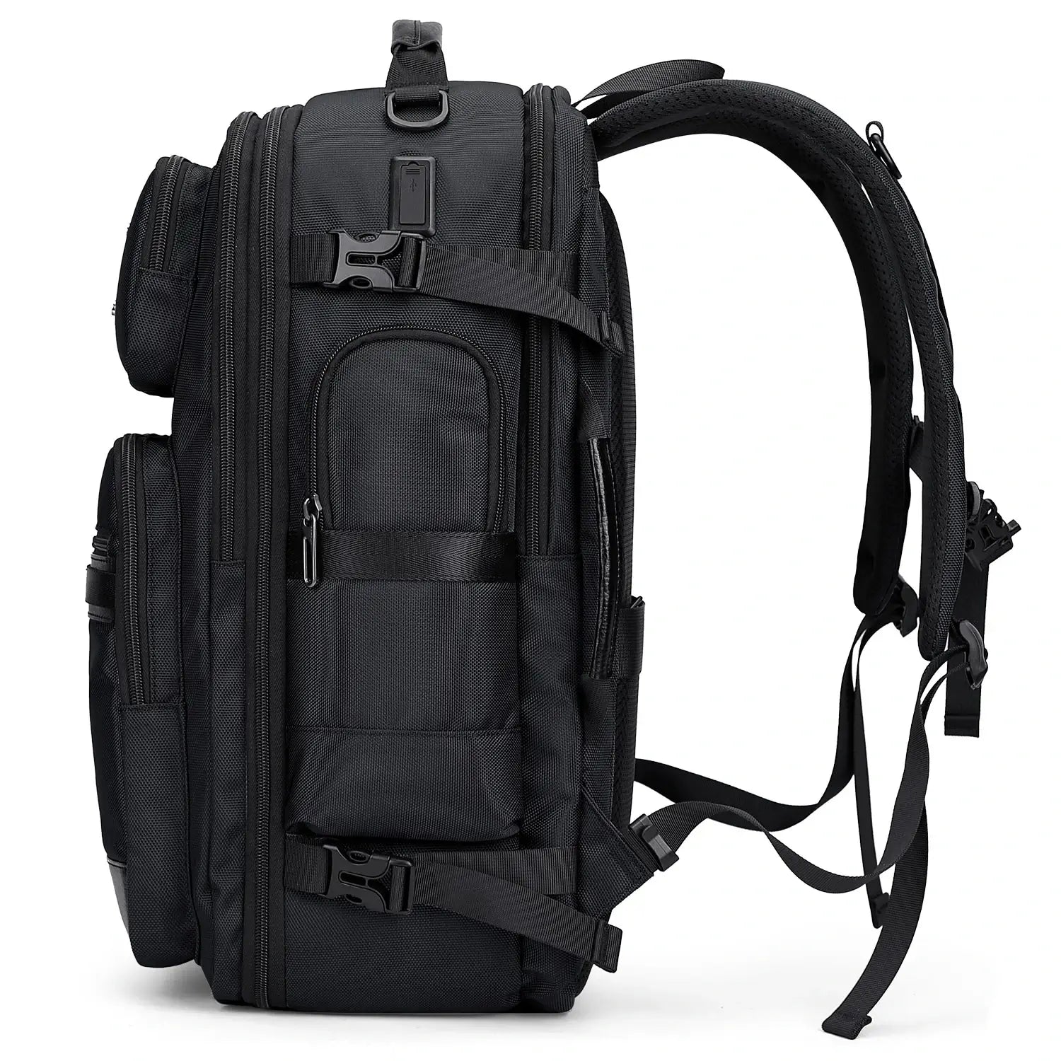 Premium nylon travel backpack with laptop compartment and USB port