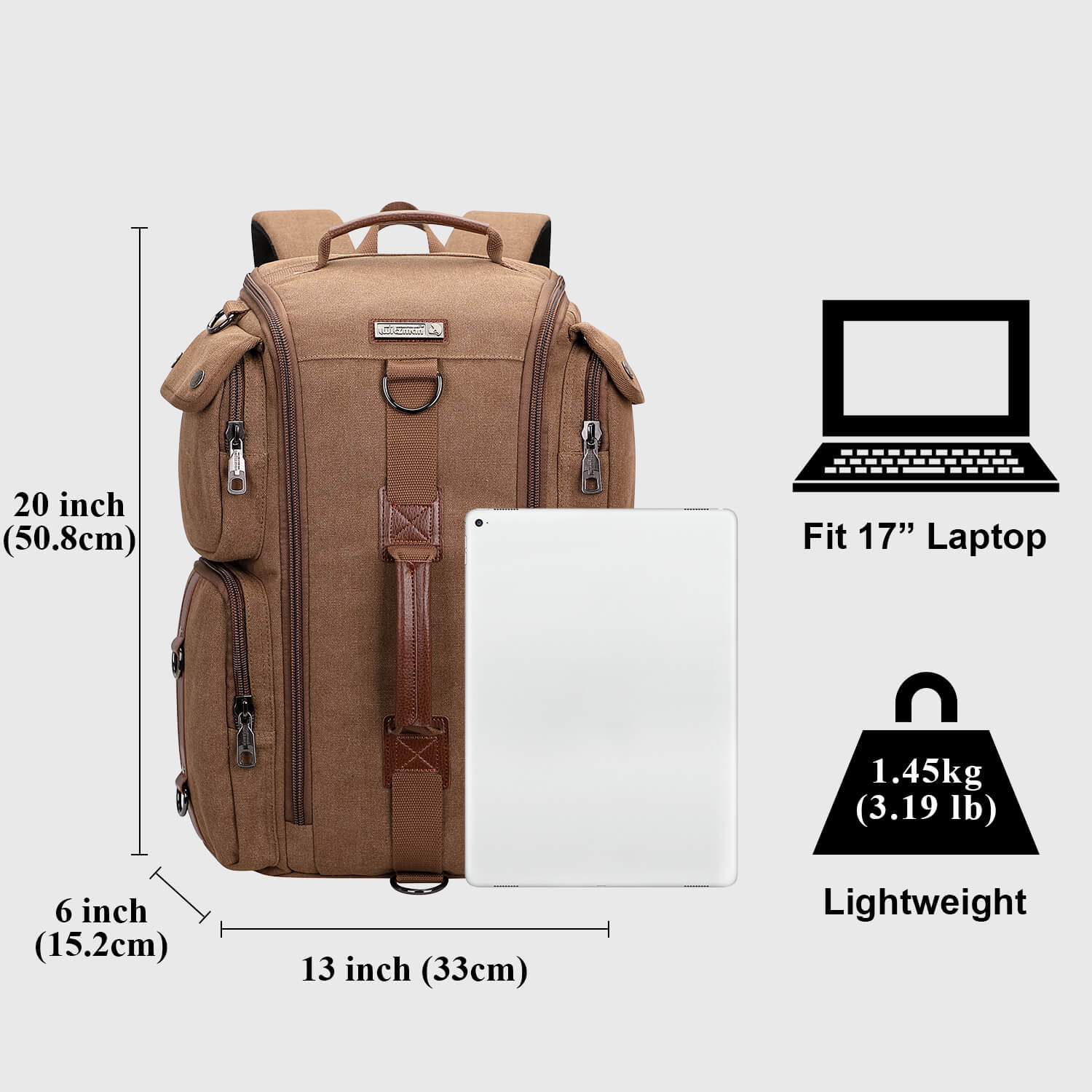 WITZMAN A6661-2 canvas duffel bag product view 4
