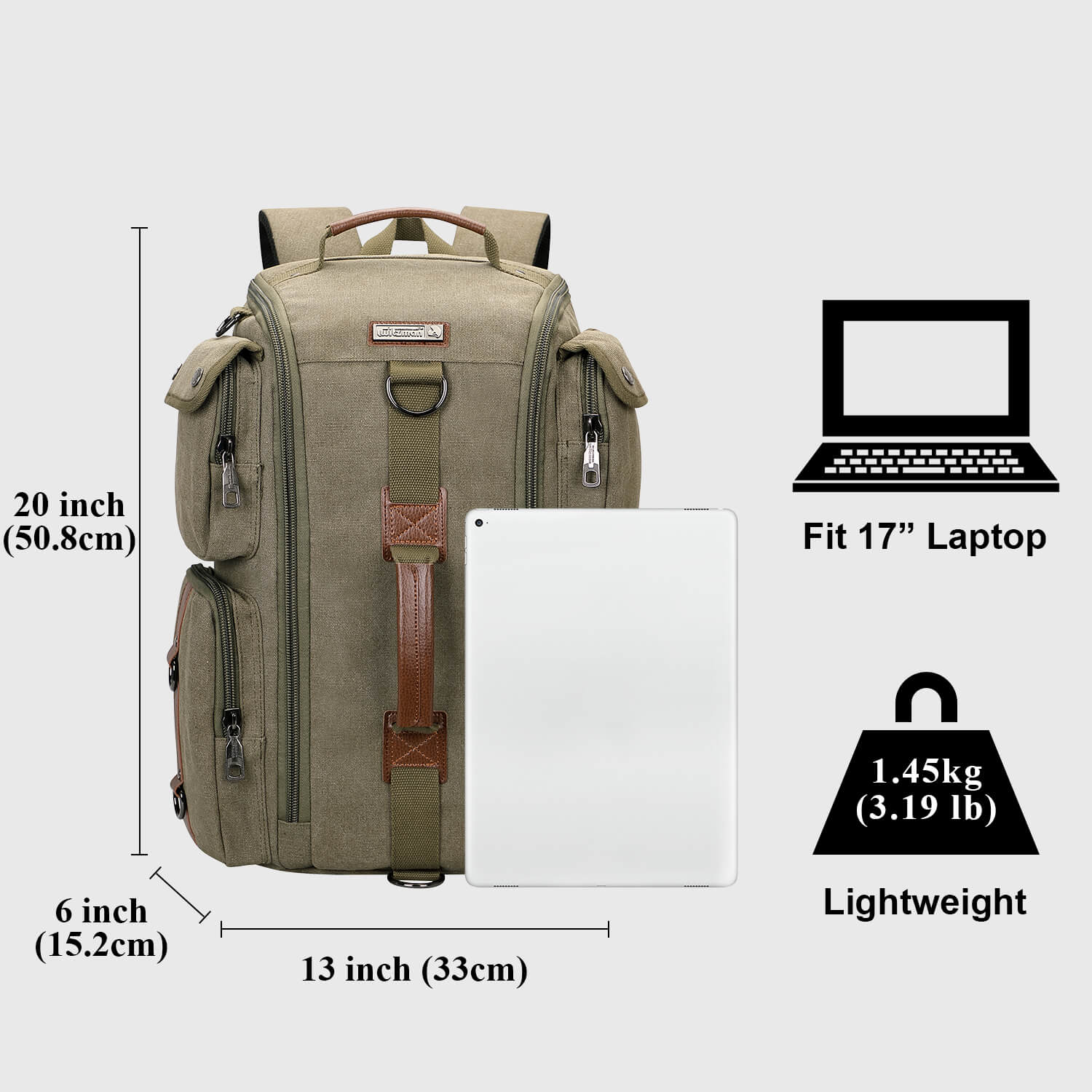 WITZMAN A6661-2 canvas duffel bag product view 18