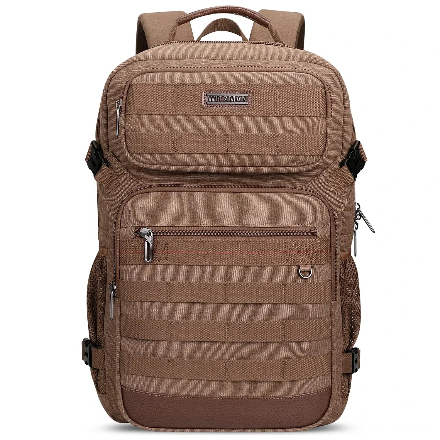 Men Canvas Carry-on Travel Backpack with Vintage Utility Design, three-quarter exterior angle