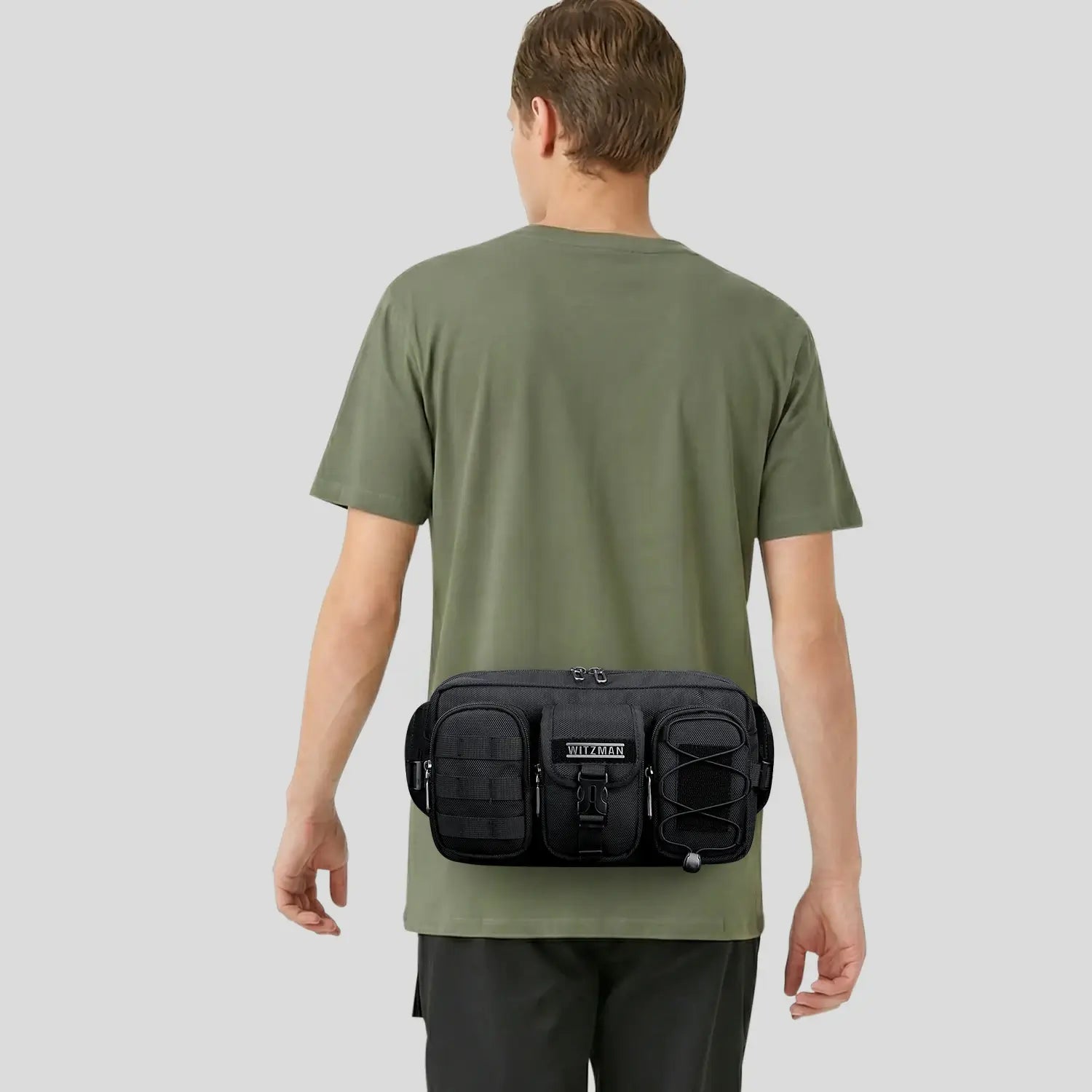 Casual men’s waist pack with multi-compartment design