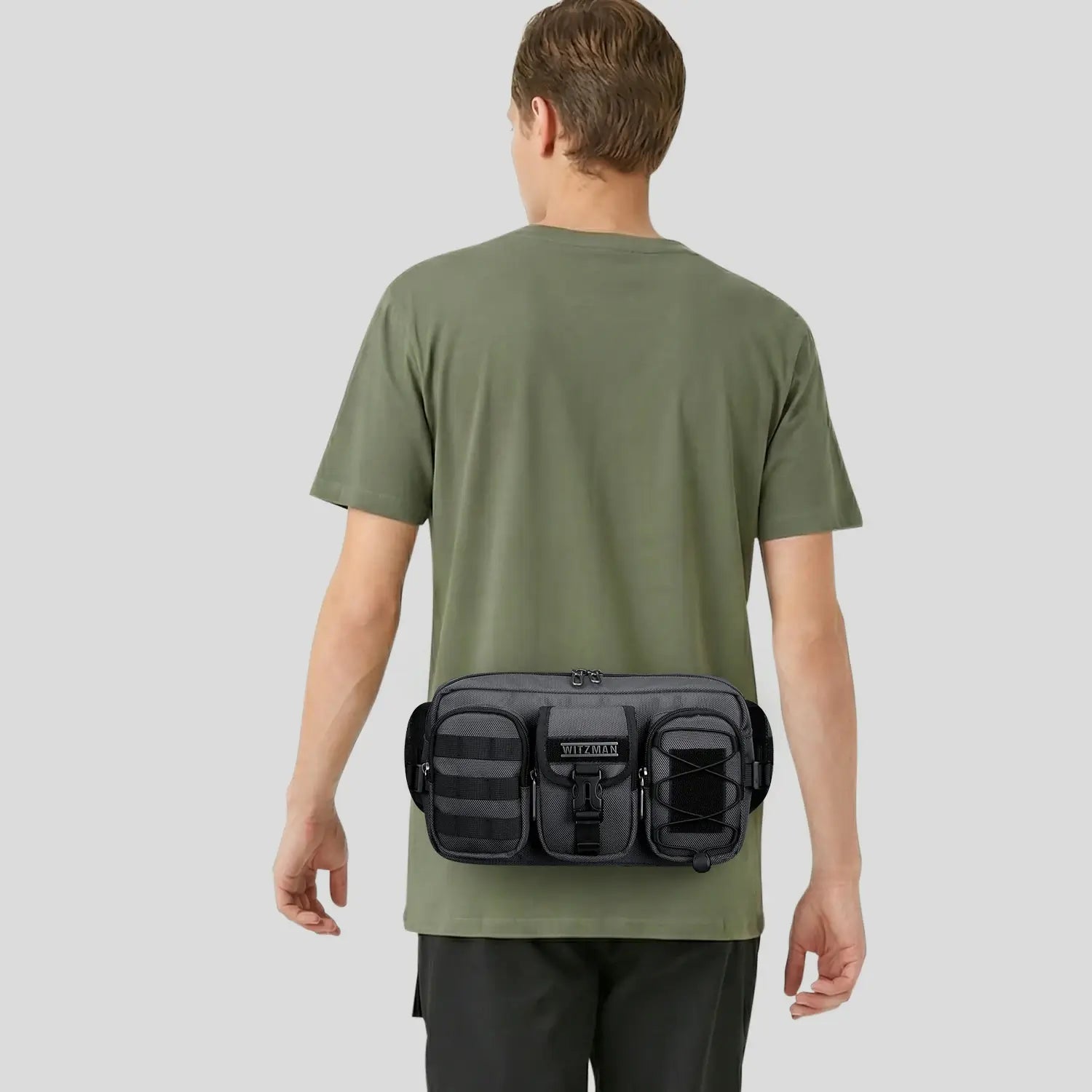 Casual men’s waist pack with multi-compartment design