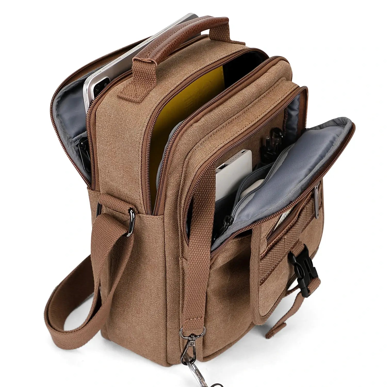 WITZMAN men’s canvas crossbody bag vintage sling messenger satchel with anti-theft pocket for travel and daily use