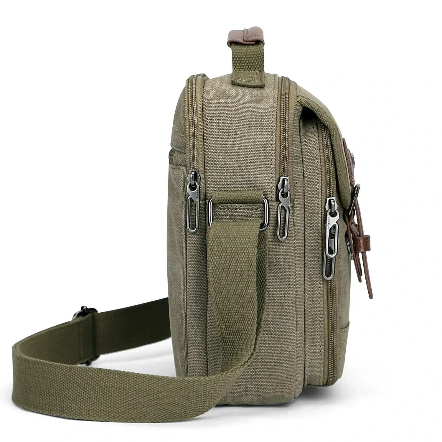 WITZMAN men’s canvas crossbody bag vintage sling messenger satchel for travel and everyday carry green bags
