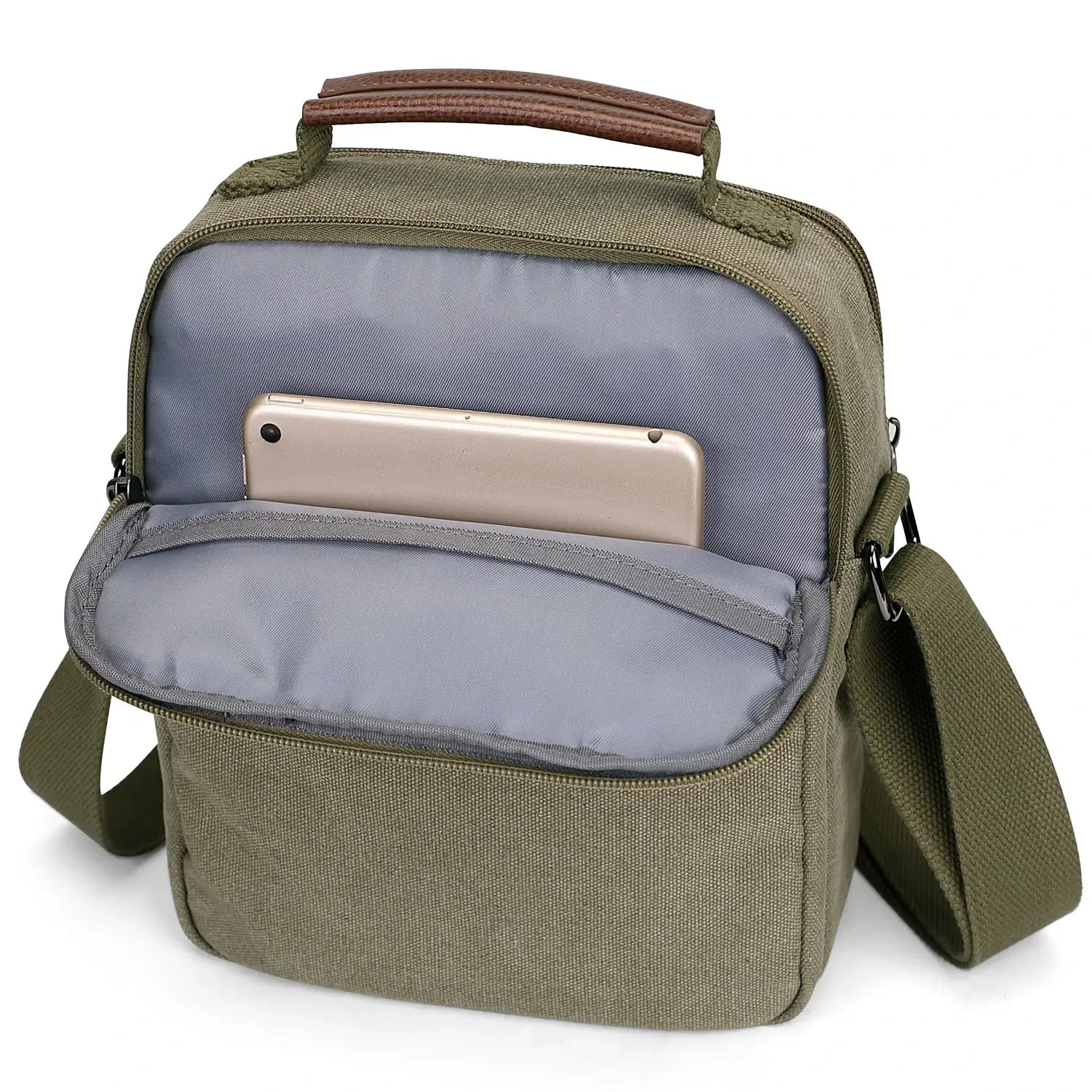 WITZMAN men’s canvas crossbody bag vintage sling messenger satchel for travel and everyday carry green bags