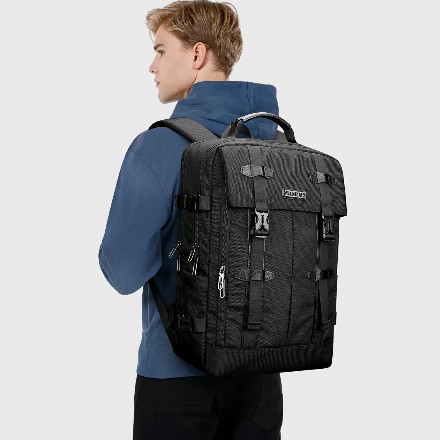 WITZMAN black nylon travel backpack for men