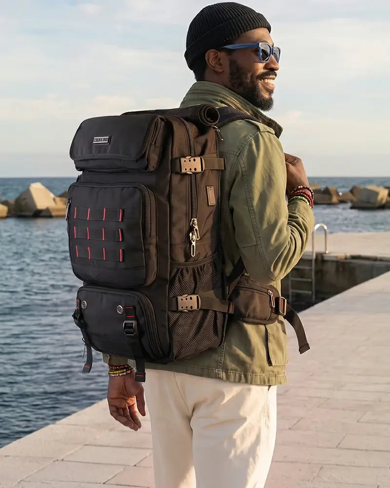 Men’s travel bags including carry-on backpacks, duffel bags, sling bags and messenger bags for work and travel