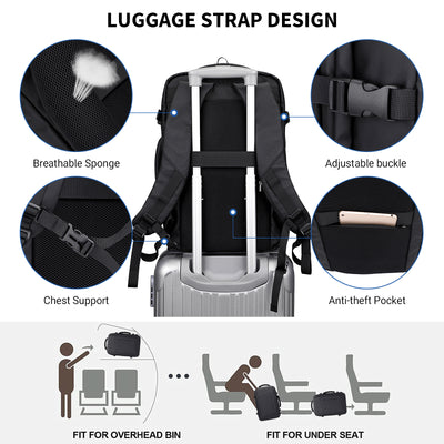 Black Nylon Waterproof Travel Laptop Backpack