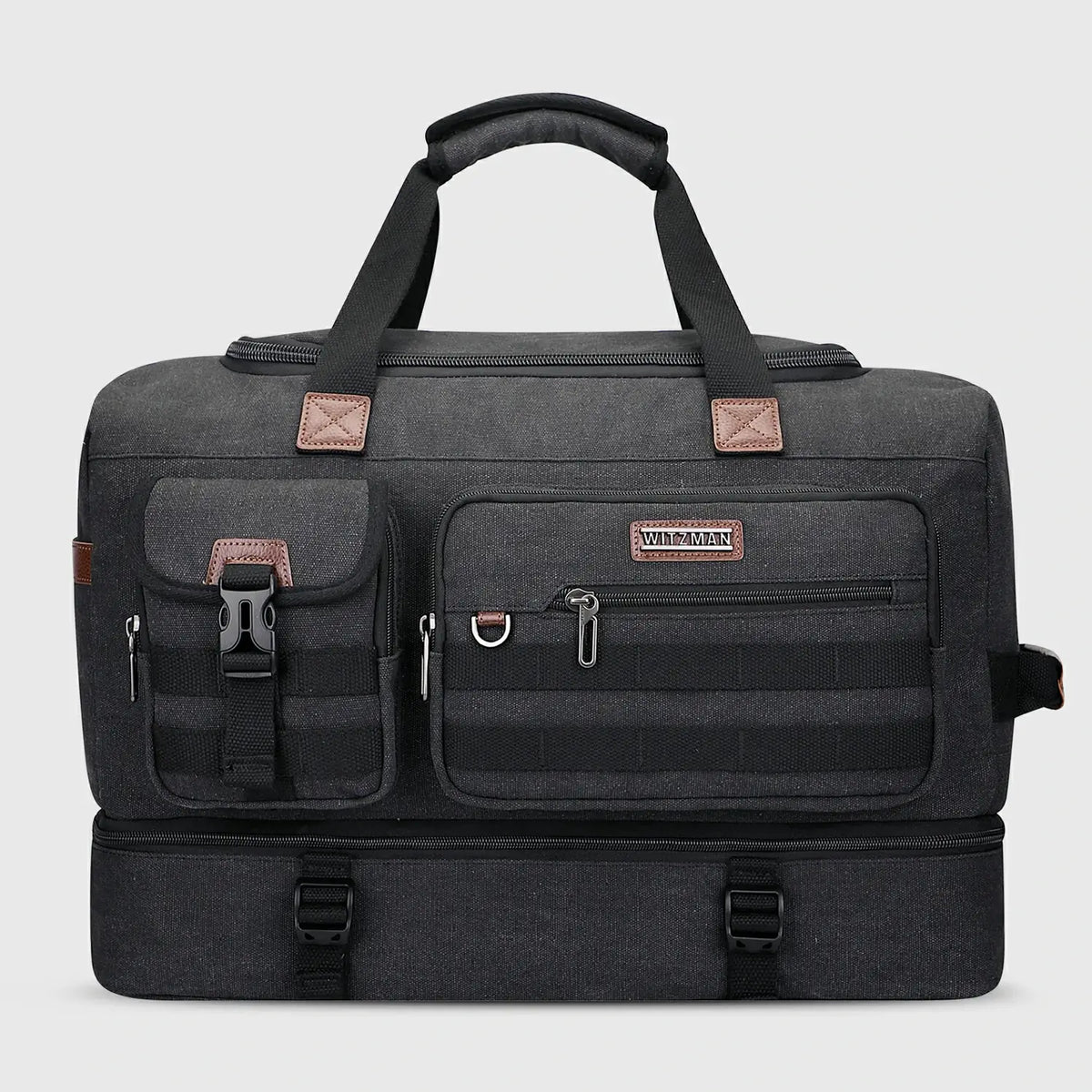 WITZMAN 60L Canvas Weekender Duffel Bag Set with Shoe Compartment