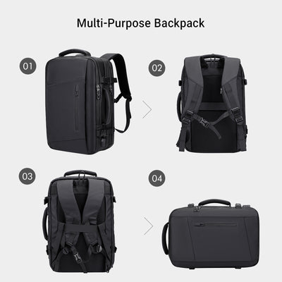 Black Nylon Waterproof Travel Laptop Backpack