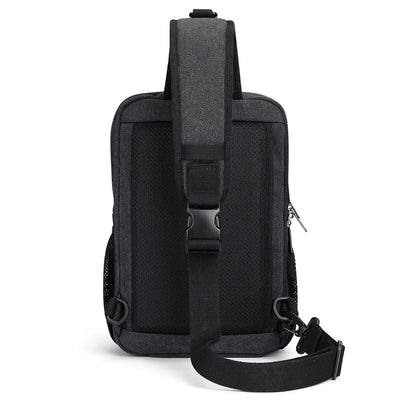 Men’s Canvas Sling Bag with USB Port, Vintage Crossbody Chest Bag A8019