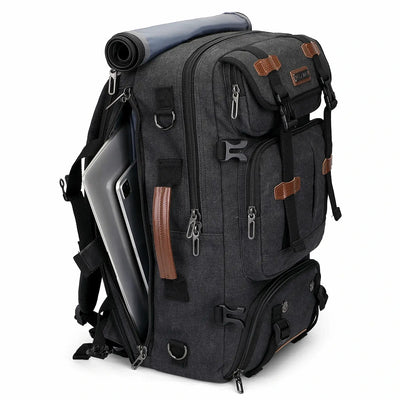 Convertible 40L travel backpack with USB port and 18+ compartments, fits 17 inch laptop, ideal for men and women a8013 best black backpack laptop compartment