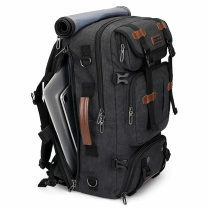 Convertible 40L travel backpack with USB port and 18+ compartments, fits 17 inch laptop, ideal for men and women a8013 best black backpack laptop compartment