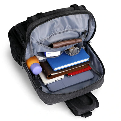 Men’s Canvas Sling Bag with USB Port, Vintage Crossbody Chest Bag A8019