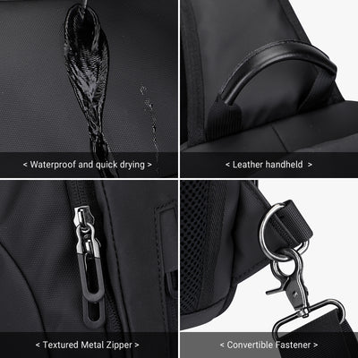 Black Nylon Sling Bag for Men Crossbody Bags