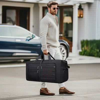 Foldable Duffel Bag for Travel 65L Lightweight Packable black nylon bag