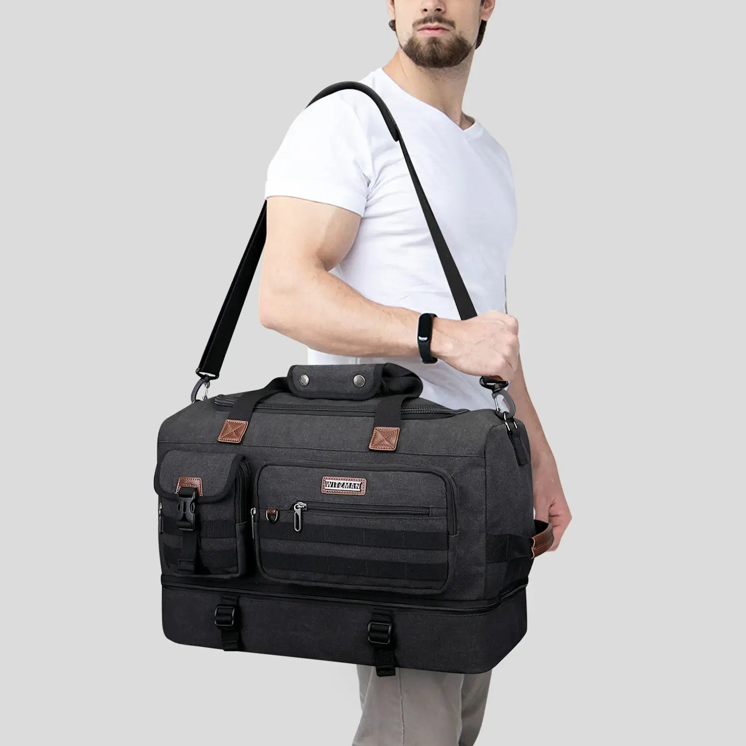 Classic Vintage Canvas Duffel Bag with Toiletry Set A8010-2