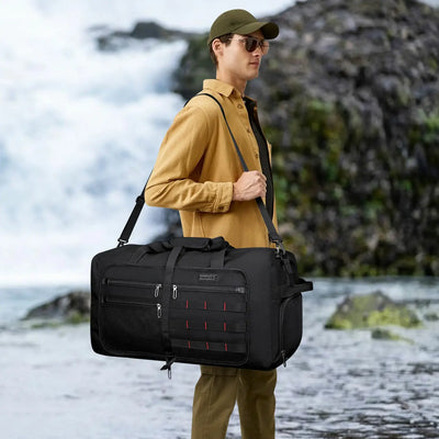 Foldable Duffel Bag for Travel 65L Lightweight Packable black nylon bag