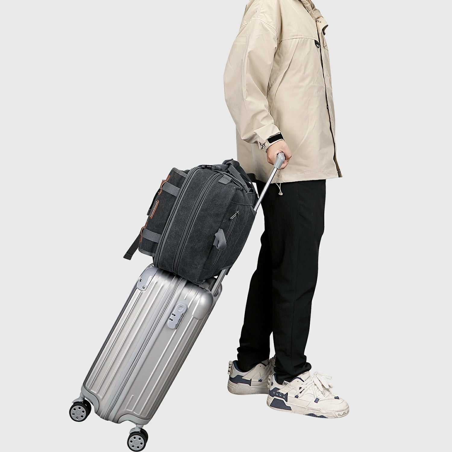 Black Canvas Travel Backpacks a6617-3 #color_black