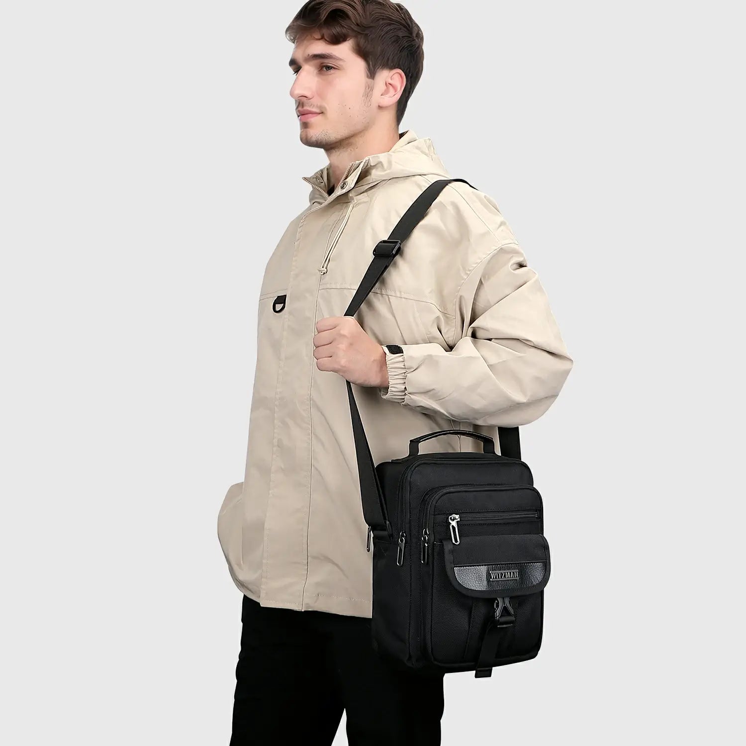 Travel Shoulder Bag Lightweight Small Casual Messenger Bag, nylon texture and stitching