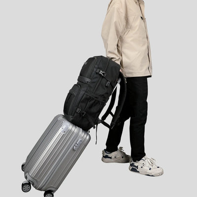 Black Nylon Travel Backpack for Men B683