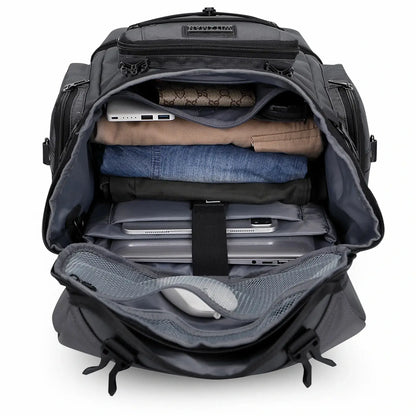 40L Nylon Travel Backpack With Shoe Compartment b691 sliver gray