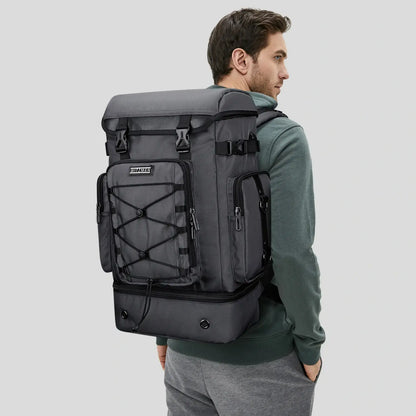 40L Nylon Travel Backpack With Shoe Compartment b691 sliver gray