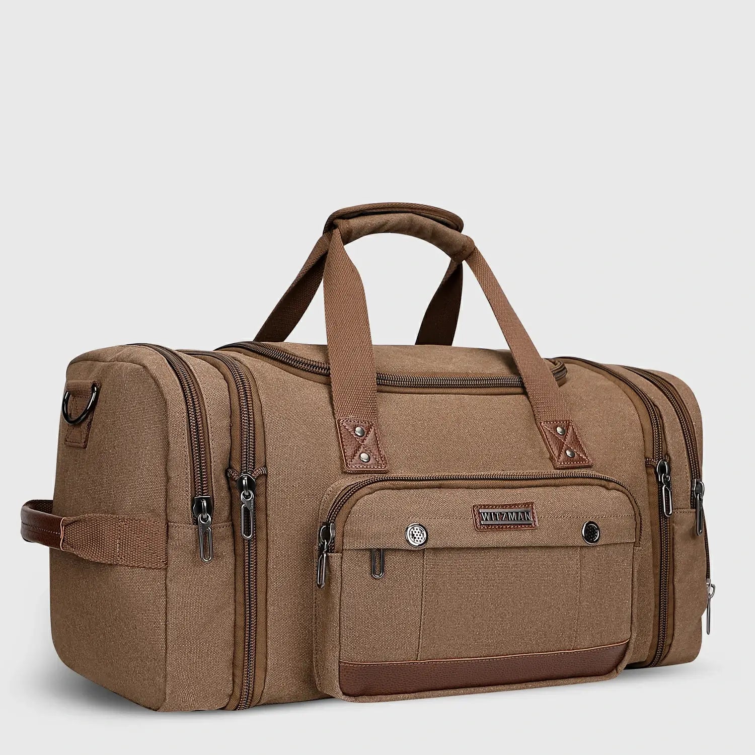 witzman brown Mens Fashion Large Canvas Travel Duffle Bags best carry-on bag for international travel brown