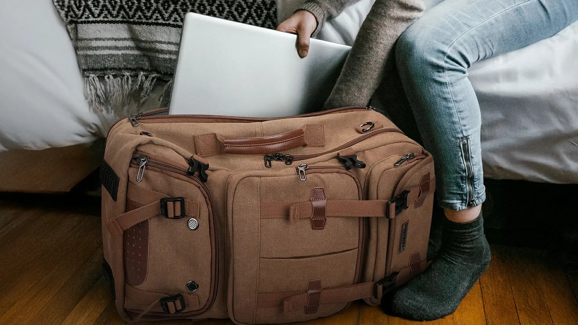 classic vintage travel backpack canvas bag a8013 witzman