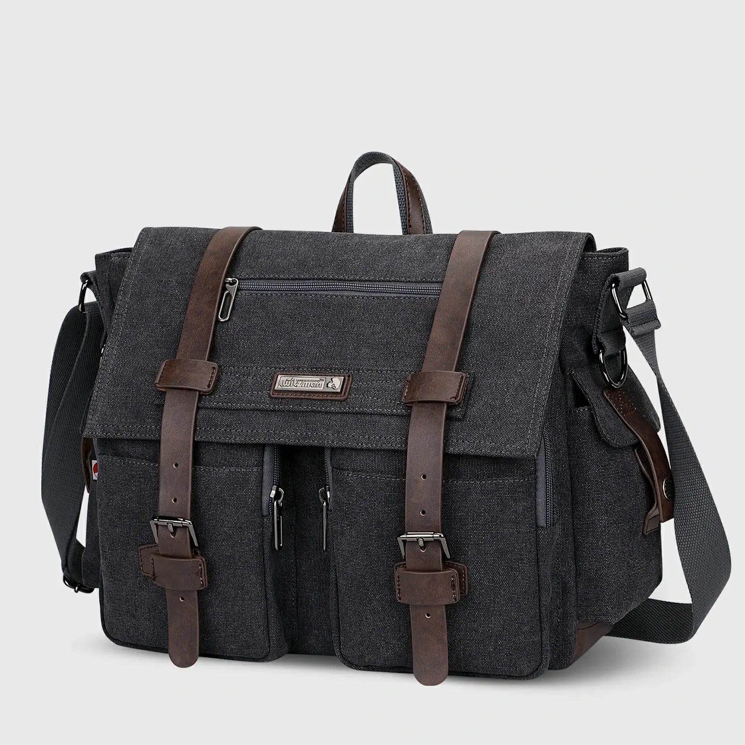 witzman vintage postman bag for men canvas for men black business messenger bags a8007 large #color_black