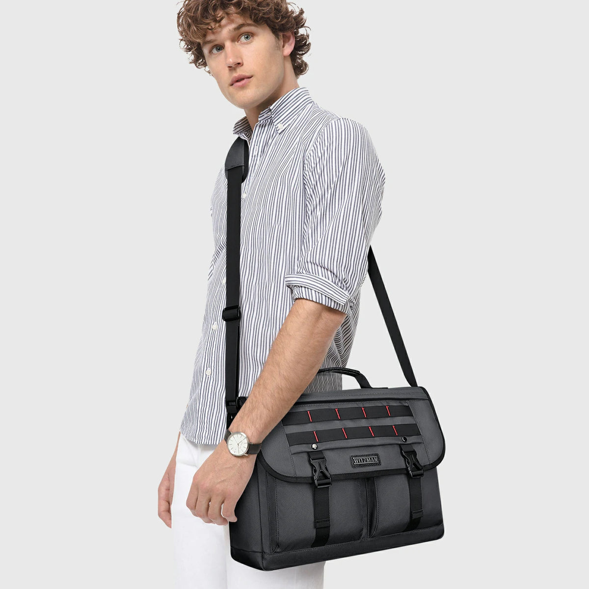 Business travel messenger bag for men witzman b701 #color_grey