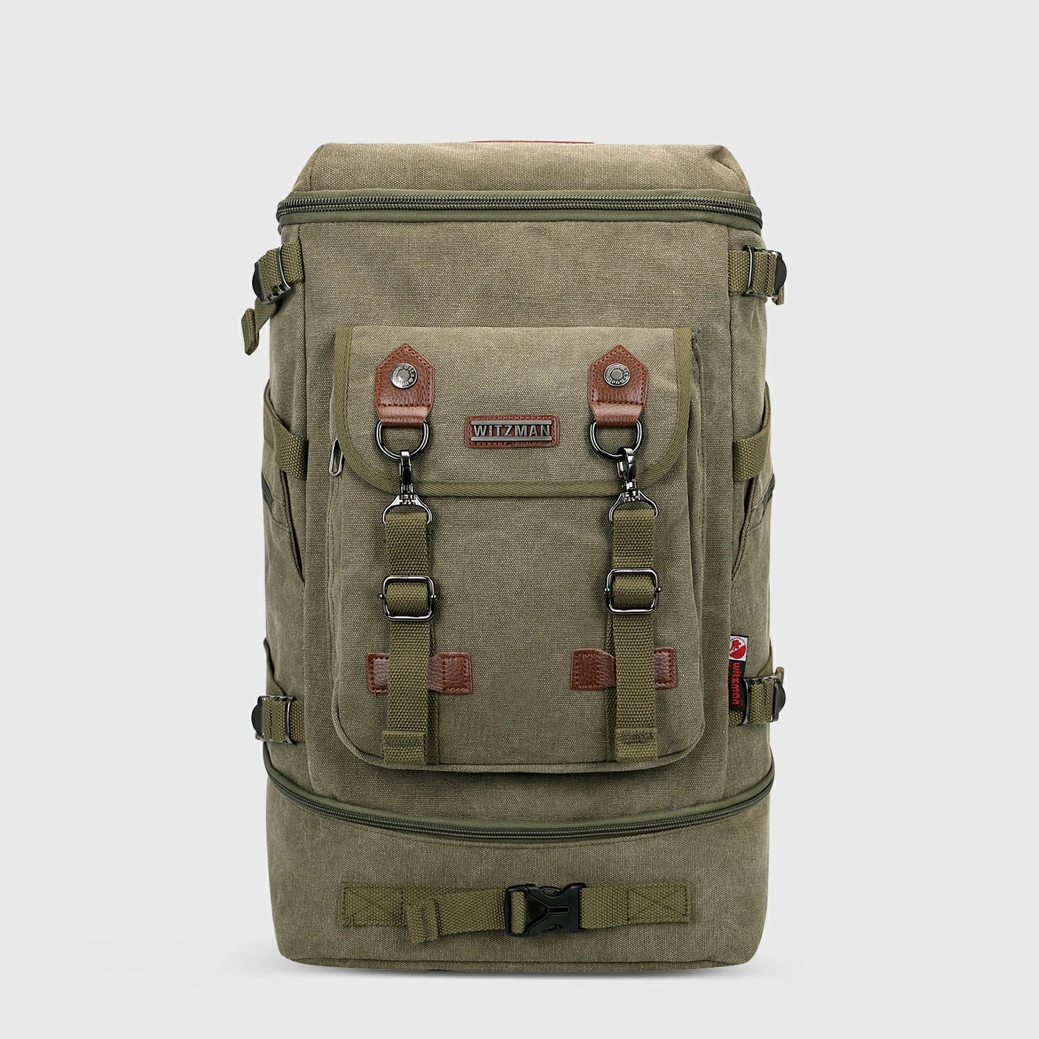 Vintage canvas travel backpack with shoe compartment and laptop sleeve – carry-on size a568-2 green