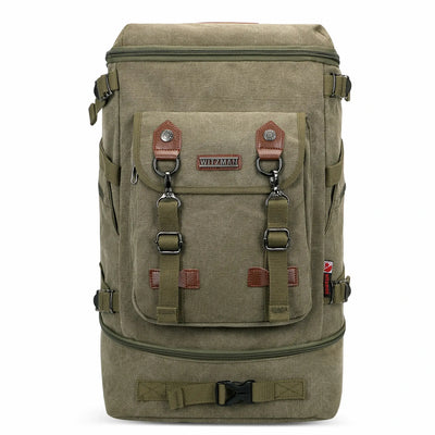 Vintage canvas travel backpack with shoe compartment and laptop sleeve – carry-on size a568-2 green