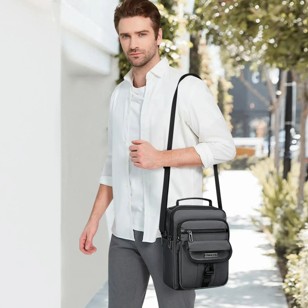 WITZMAN Crossbody Bags for Men Travel Shoulder Bag Lightweight Man Purse Small Casual Messenger Bag for Work Traveling B699 Silvery Grey