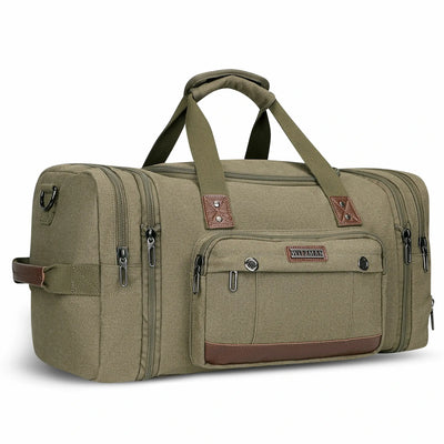 witzman Mens Fashion Large GREEN Canvas Travel Duffle Bags best carry-on bag for international travel #color_green