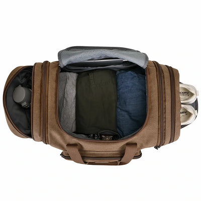 witzman brown Mens Fashion Large Canvas Travel Duffle Bags best carry-on bag for international travel brown