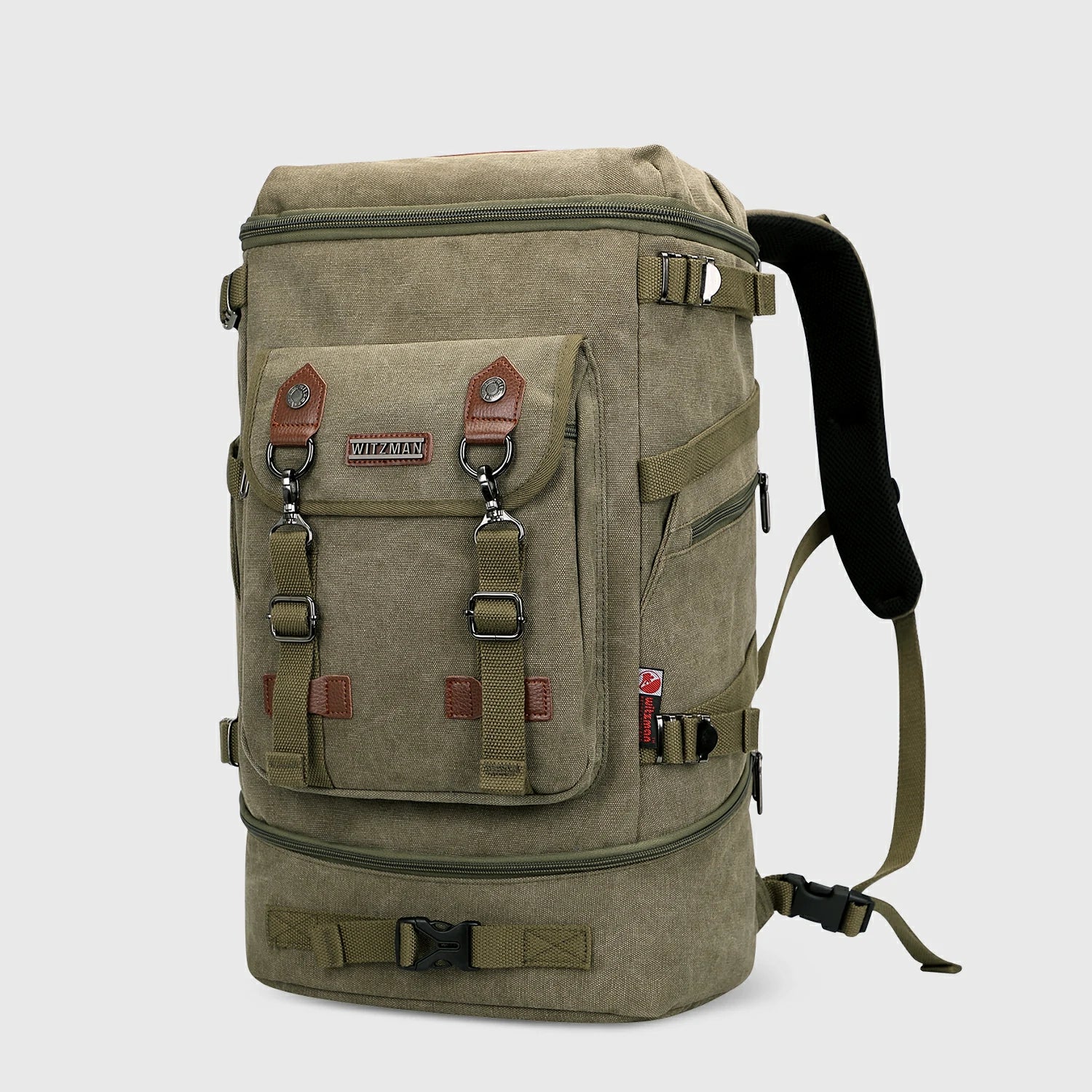 Vintage canvas travel backpack with shoe compartment and laptop sleeve – carry-on size a568-2 green