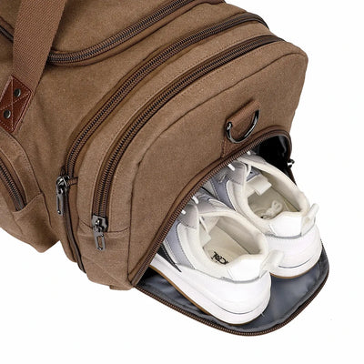 witzman brown Mens Fashion Large Canvas Travel Duffle Bags best carry-on bag for international travel #color_brown