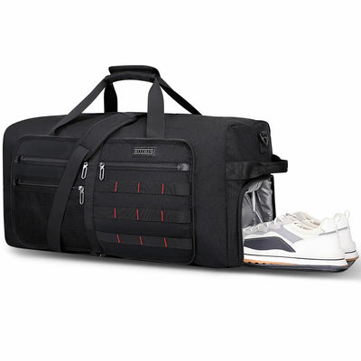 Foldable Duffel Bag for Travel 65L Lightweight Packable black nylon bag