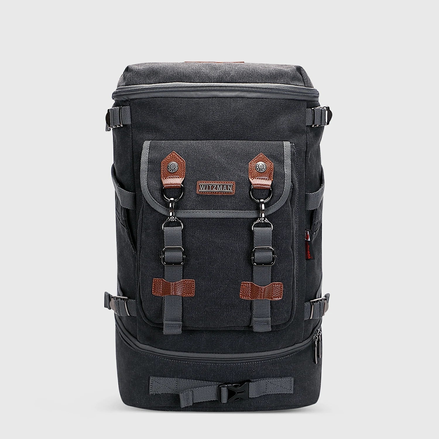 Vintage canvas travel backpack with shoe compartment and laptop sleeve – carry-on size a568-2 black