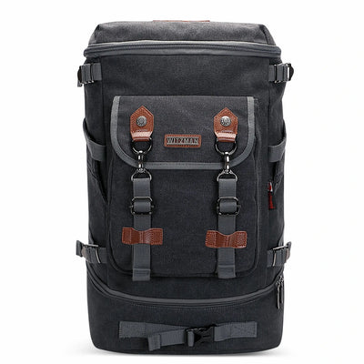 Vintage canvas travel backpack with shoe compartment and laptop sleeve – carry-on size a568-2 black