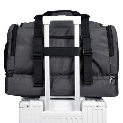 WITZMAN B720 men’s large nylon duffel bag with double-layer shoe compartment - sliver grey bag