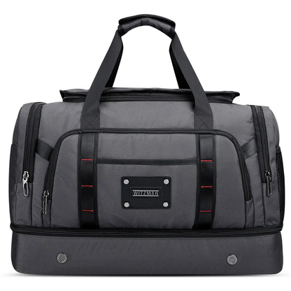 WITZMAN B720 men’s large nylon duffel bag with double-layer shoe compartment - sliver grey bag