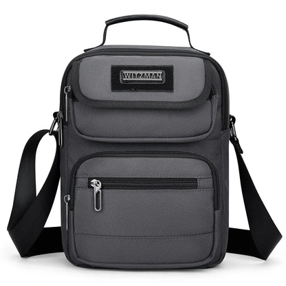WITZMAN men’s sliver gray nylon crossbody sling bag with multiple compartments and iPad pocket B710