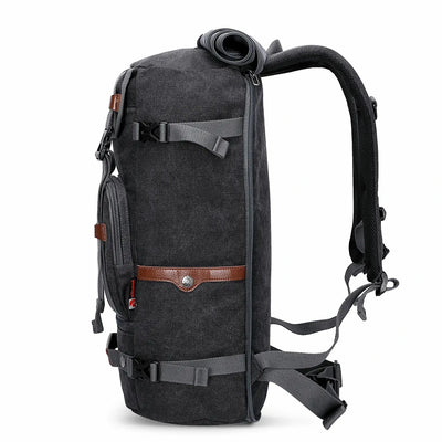 vintage canvas travel backpack for men carry on bag #color_black